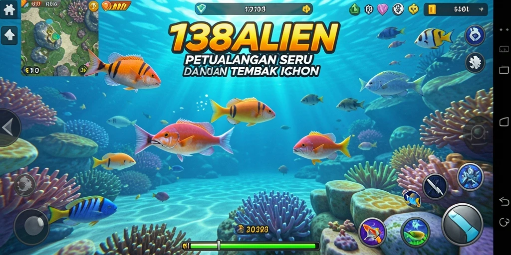 Tangkapan layar utama gameplay 138ALIEN saat menangkap ikan.