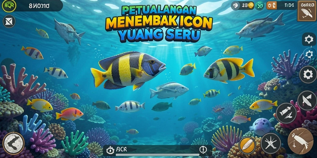 Tampilan gameplay menembak ikan yang seru dan penuh warna.