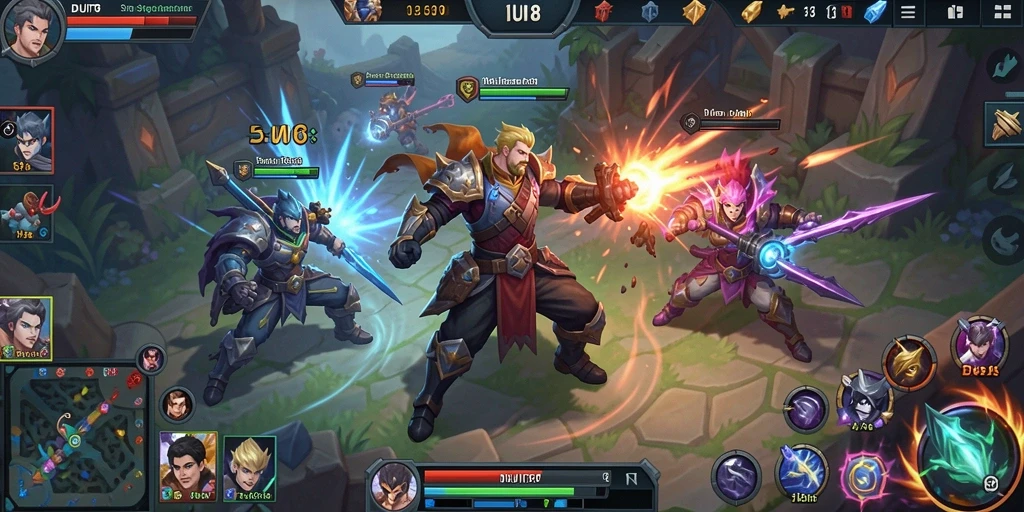 Tampilan menarik dari gameplay DUIT8 dengan pertarungan tim yang mendebarkan.