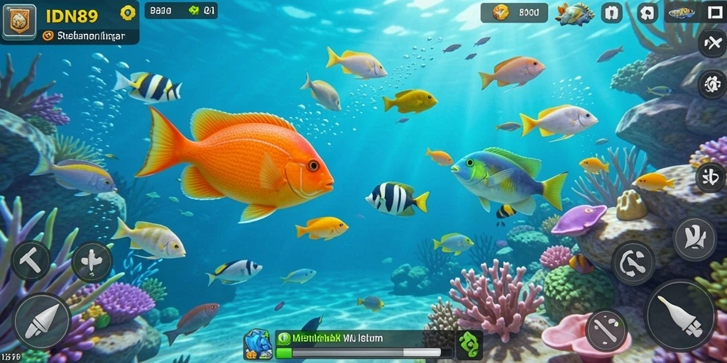 Tangkapan layar gameplay menampilkan keseruan menembak ikan.