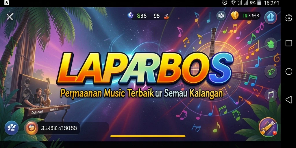 Tangkapan layar dari gameplay LAPARBOS menampilkan pengalaman musik yang interaktif.