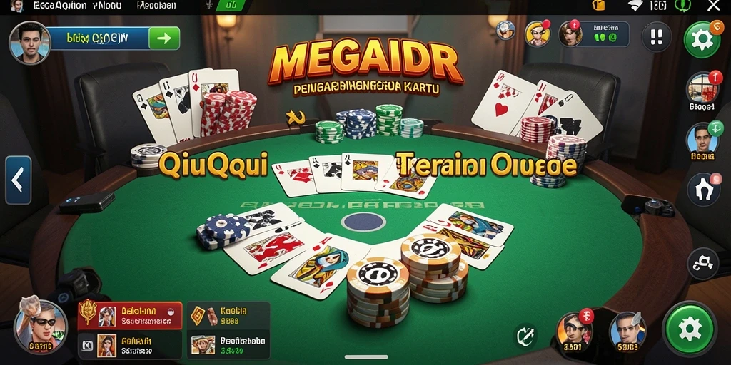 Tampilan gameplay seru dari MEGAIDR dengan kartu-kartu QiuQiu.
