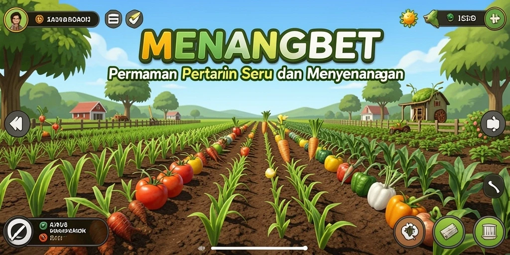Tampilan gameplay <strong>MENANGBET</strong> dengan elemen pertanian yang menarik dan interaktif.