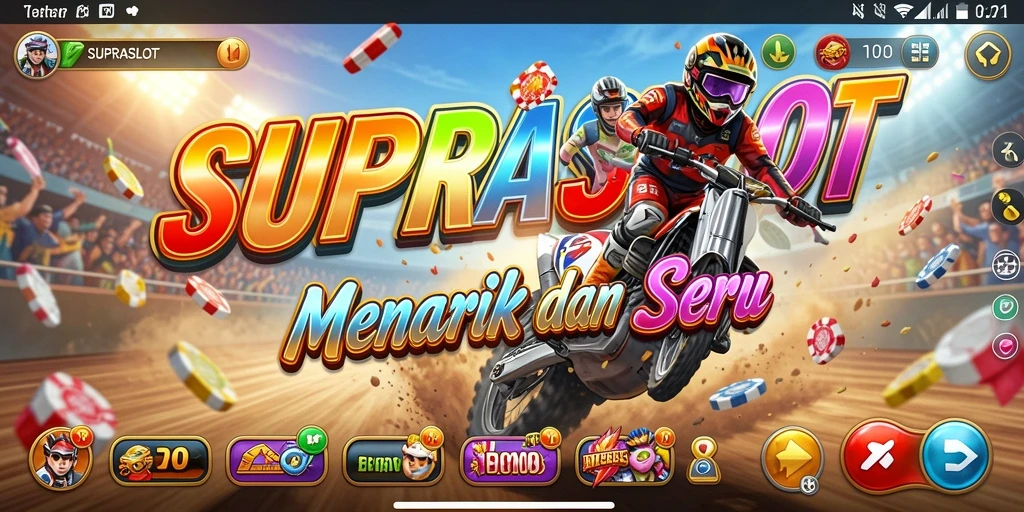 Screenshot gameplay mengagumkan dari <strong>SUPRASLOT</strong> menampilkan aksi balapan yang mendebarkan.